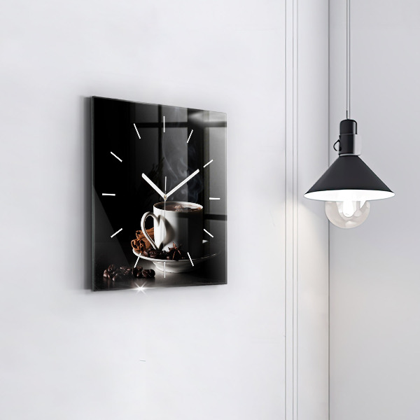 Square wall clock A cup of coffee