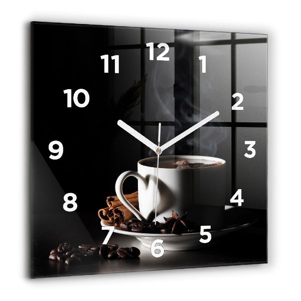 Square wall clock A cup of coffee