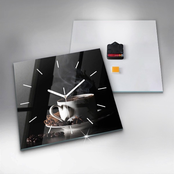 Square wall clock A cup of coffee