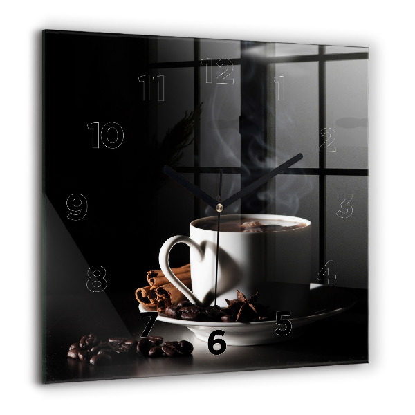 Square wall clock A cup of coffee
