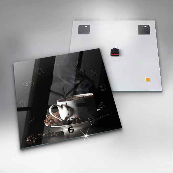 Square wall clock A cup of coffee