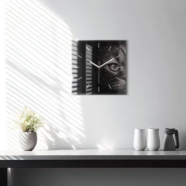 Square wall clock Scottish Fold Dog and Cat