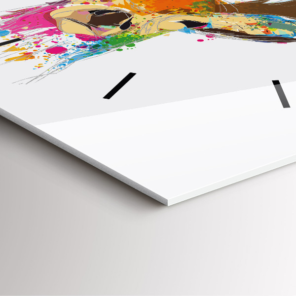 Square wall clock Colorful deer head