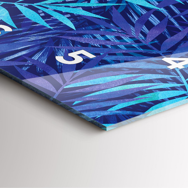 Square wall clock Blue leaves