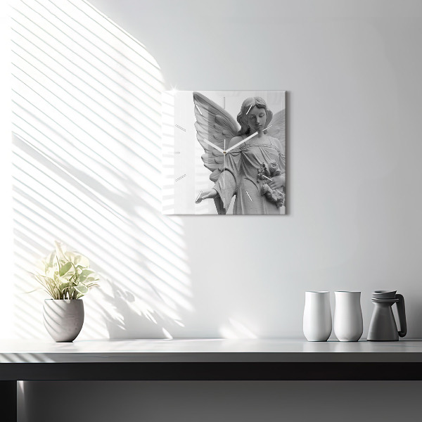 Square wall clock Old Angel Sculpture