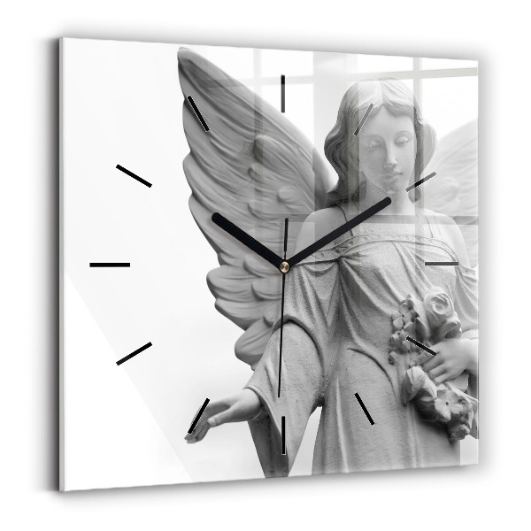 Square wall clock Old Angel Sculpture