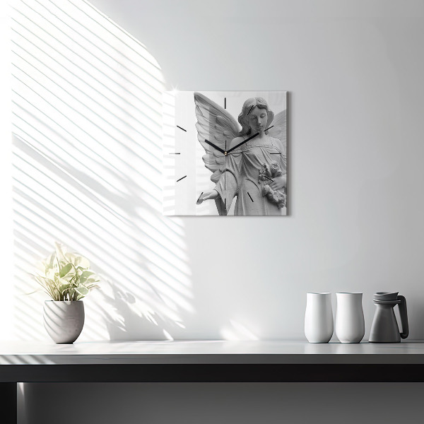 Square wall clock Old Angel Sculpture