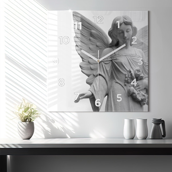 Square wall clock Old Angel Sculpture