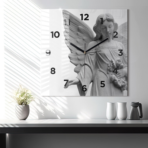 Square wall clock Old Angel Sculpture
