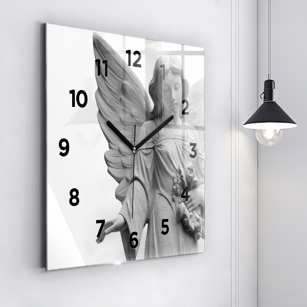 Square wall clock Old Angel Sculpture
