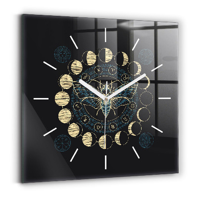 Square wall clock Moon Phases and Insect