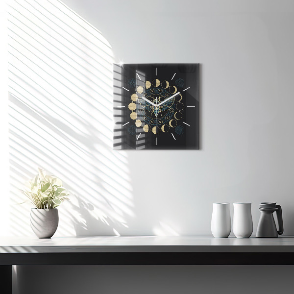 Square wall clock Moon Phases and Insect