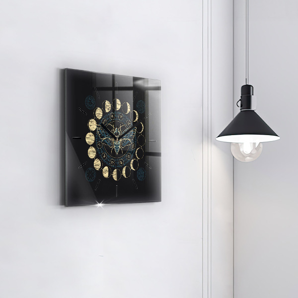 Square wall clock Moon Phases and Insect