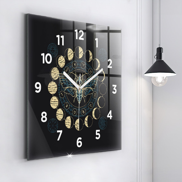 Square wall clock Moon Phases and Insect