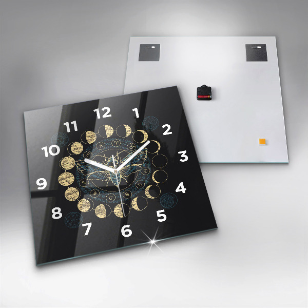 Square wall clock Moon Phases and Insect