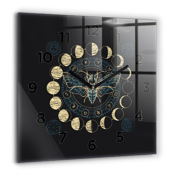 Square wall clock Moon Phases and Insect