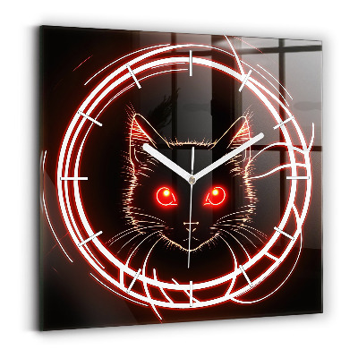 Square wall clock Cat with red eyes