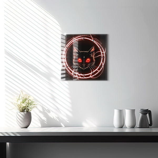 Square wall clock Cat with red eyes