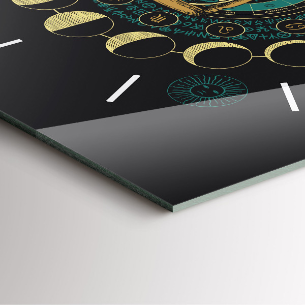 Square wall clock Moon phases and hourglass