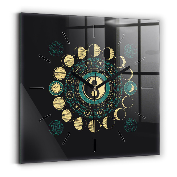 Square wall clock Moon phases