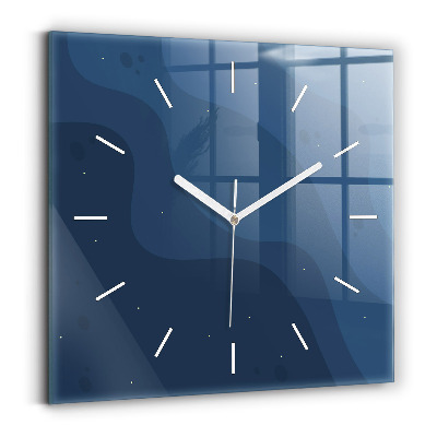 Square wall clock Blue waves