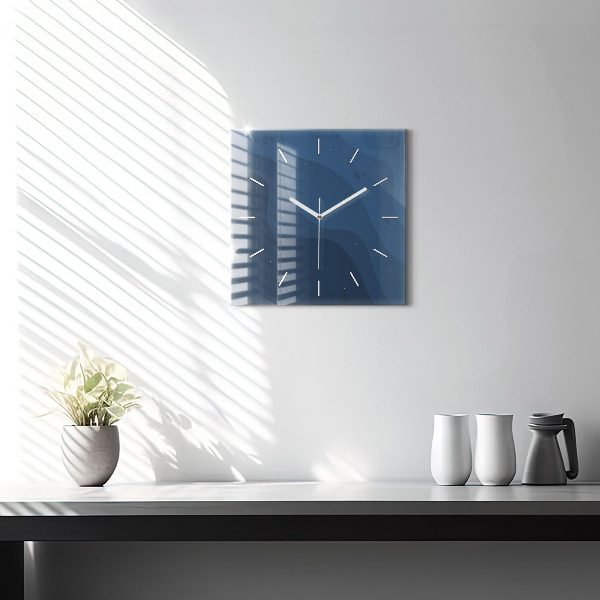 Square wall clock Blue waves