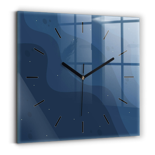 Square wall clock Blue waves