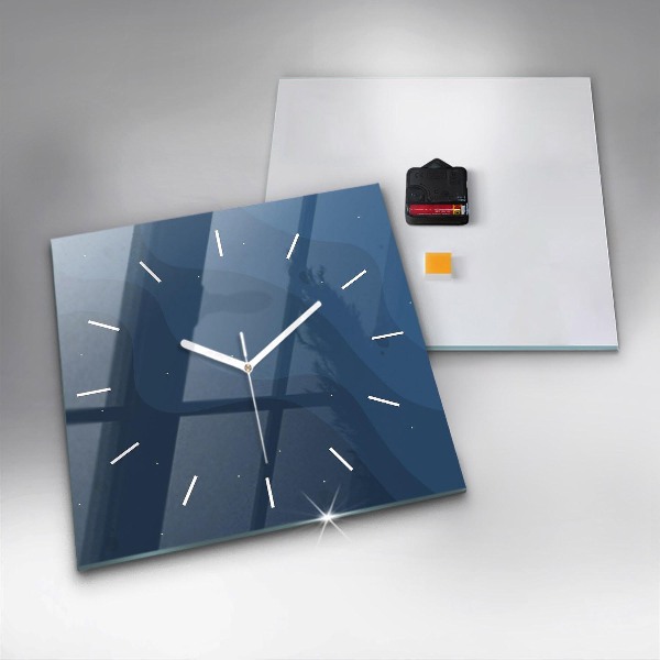 Square wall clock Blue waves