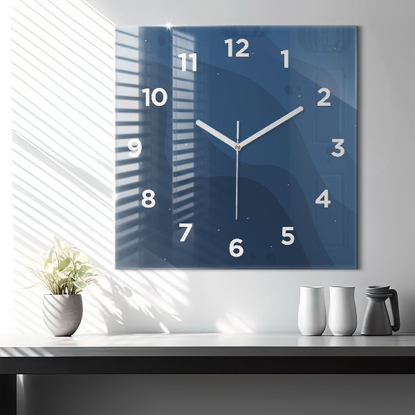 Square wall clock Blue waves