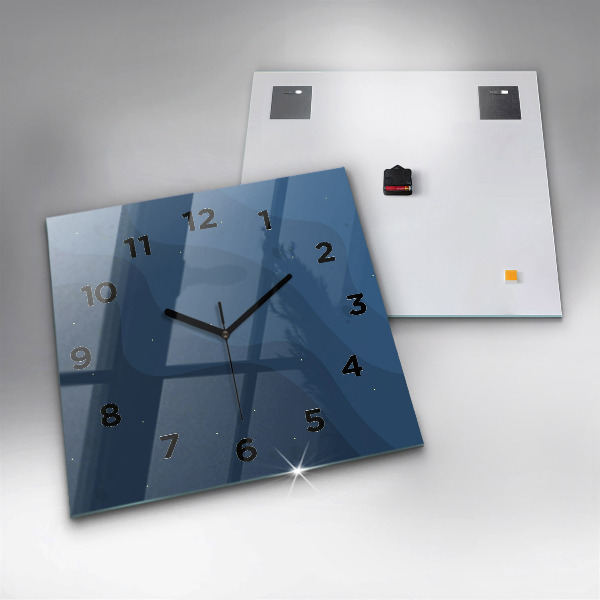 Square wall clock Blue waves