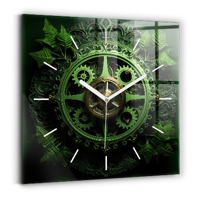 Square wall clock Green mechanism