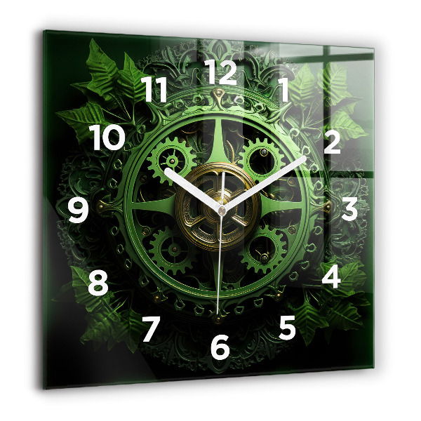 Square wall clock Green mechanism