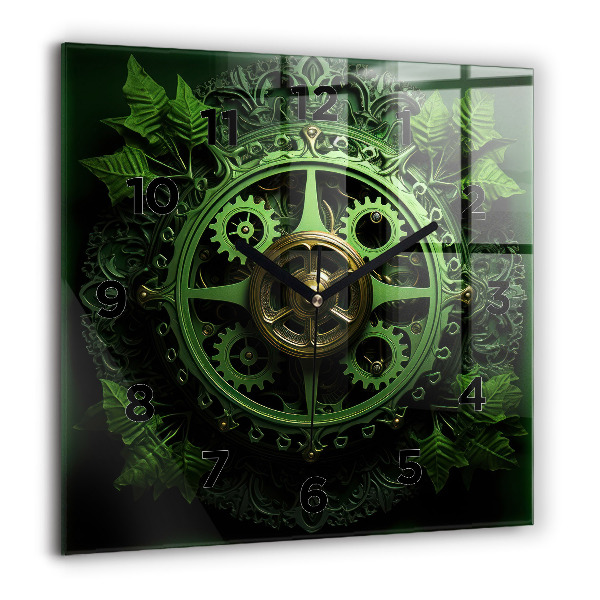 Square wall clock Green mechanism