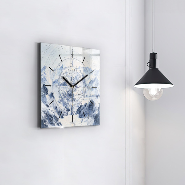 Square wall clock Blue drawings