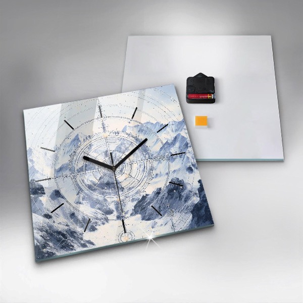 Square wall clock Blue drawings