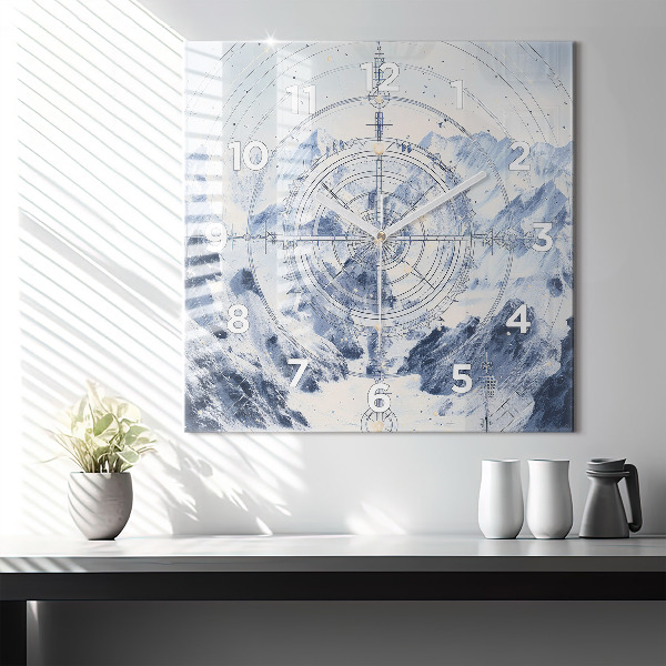 Square wall clock Blue drawings