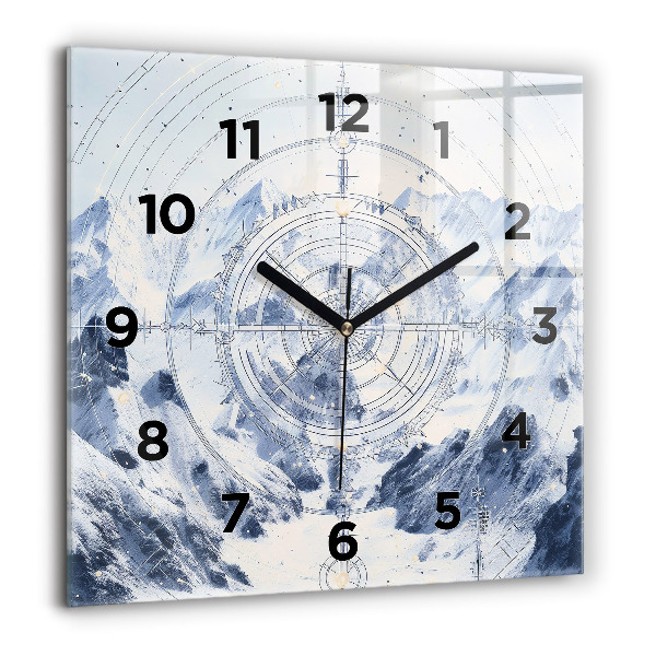 Square wall clock Blue drawings