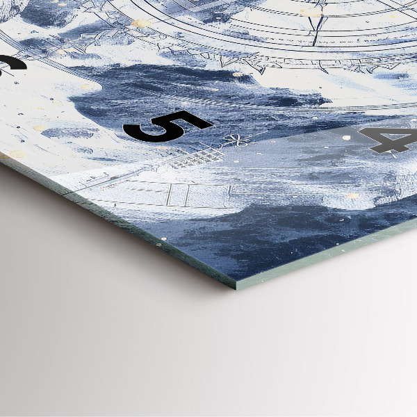 Square wall clock Blue drawings