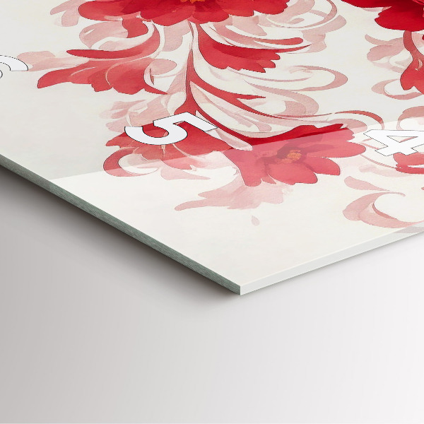 Square wall clock Red flowers