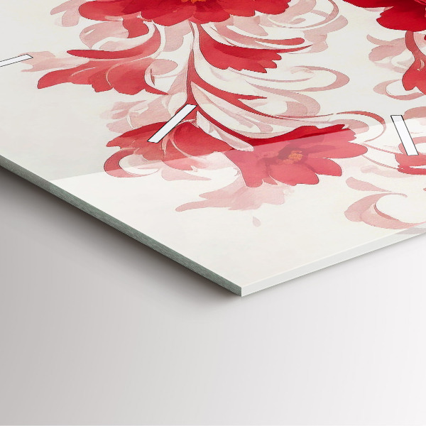 Square wall clock Red flowers