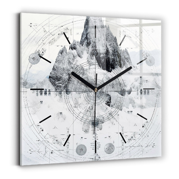 Square wall clock Cartoon mountains