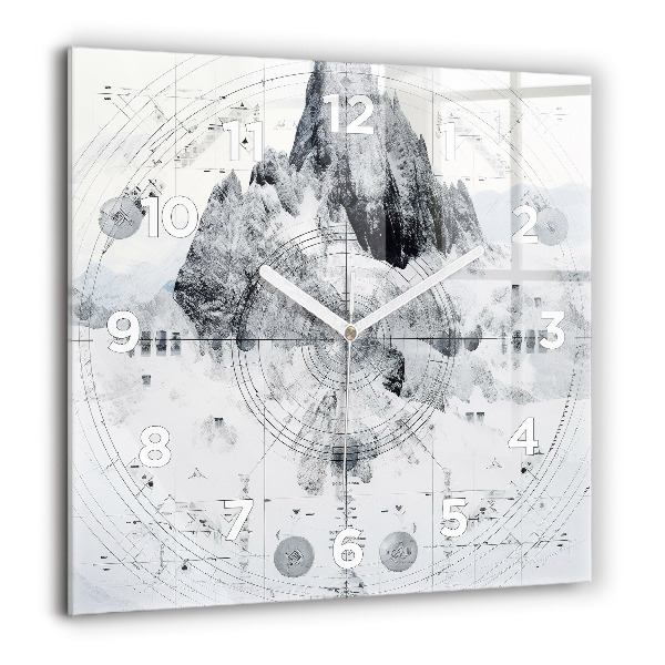Square wall clock Cartoon mountains