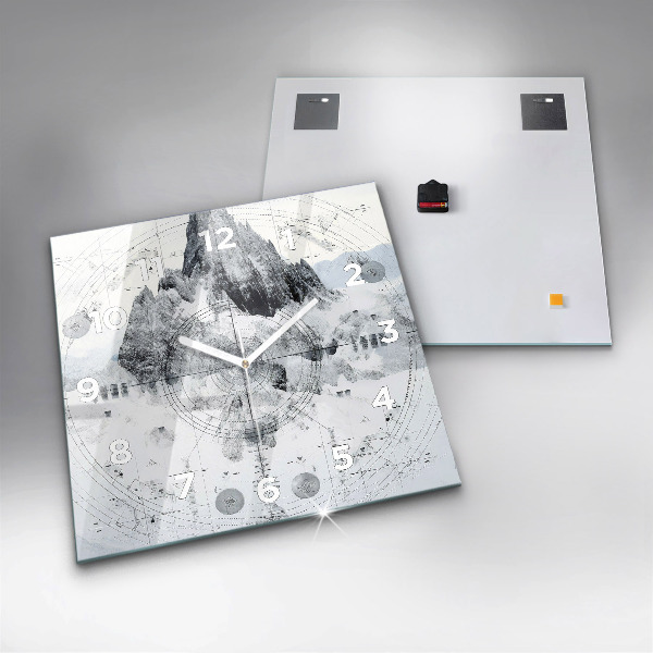 Square wall clock Cartoon mountains