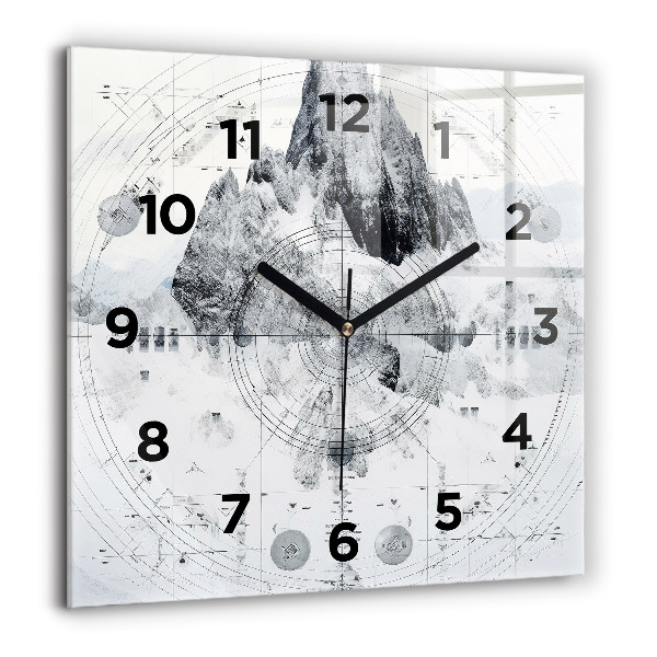 Square wall clock Cartoon mountains