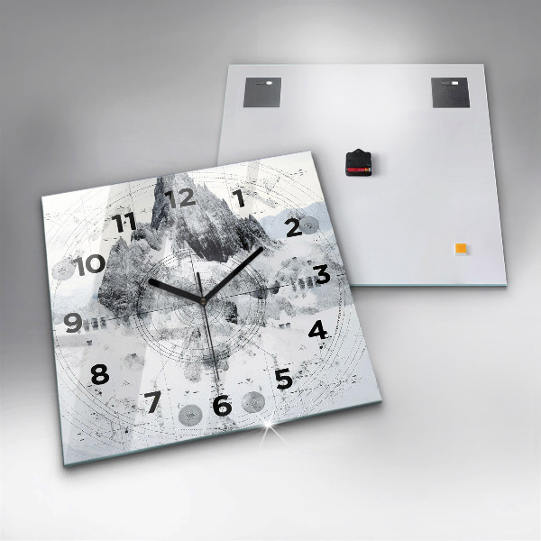 Square wall clock Cartoon mountains