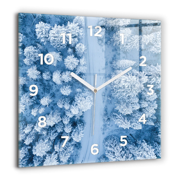 Square wall clock Forest from a drone