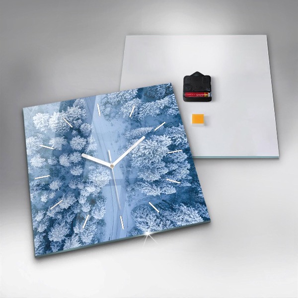 Square wall clock Forest from a drone