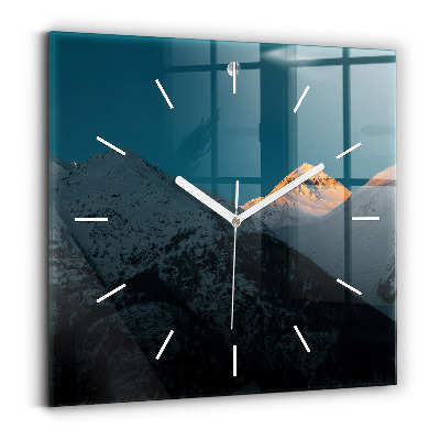 Square wall clock Sunset in the mountains
