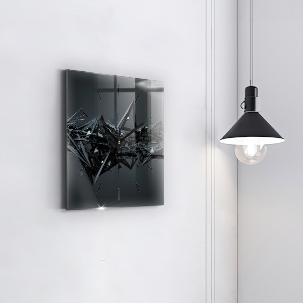 Square wall clock Black abstraction