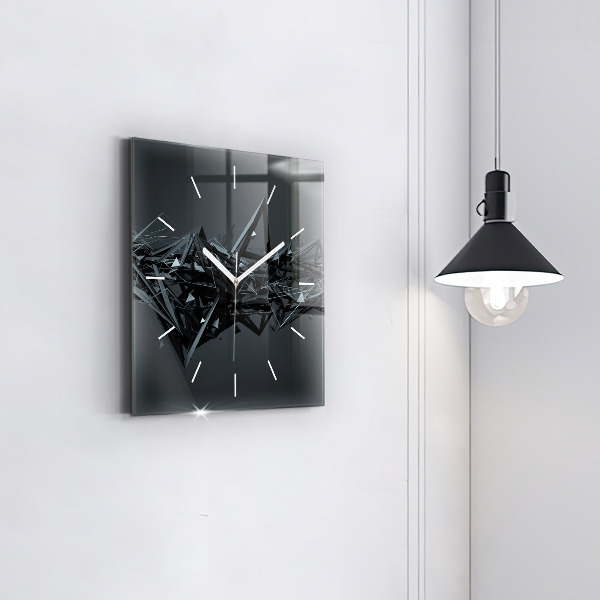 Square wall clock Black abstraction